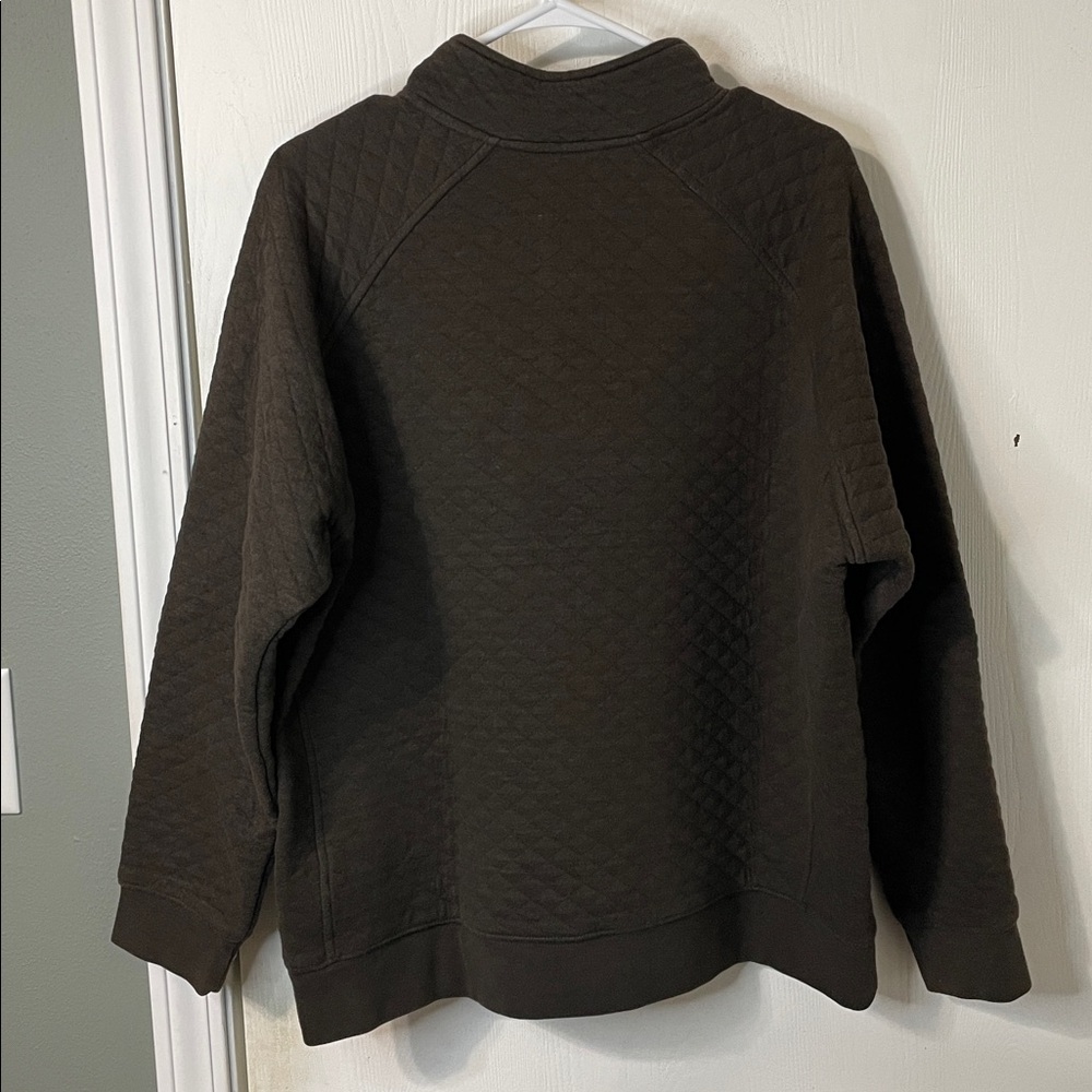 Eddie Bauer Men's Quilted Crewneck Snap Buttons Sweater Dark Brown Size Large - Picture 7 of 8